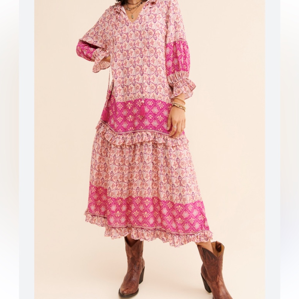 BTFL-life Boarder Print Midi Dress